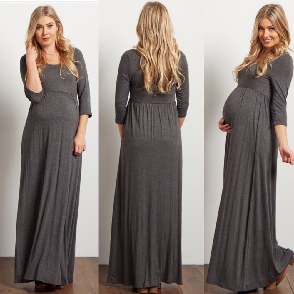 Pinkblush Gray Maternity Maxi Dress